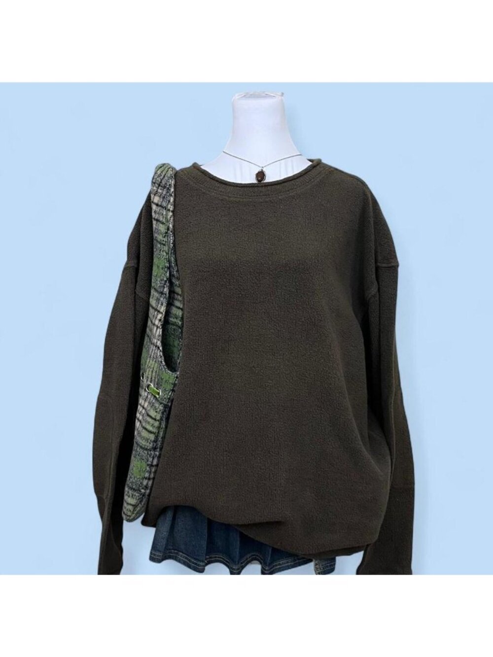 brown roll neck indie skater grunge cotton sweater
